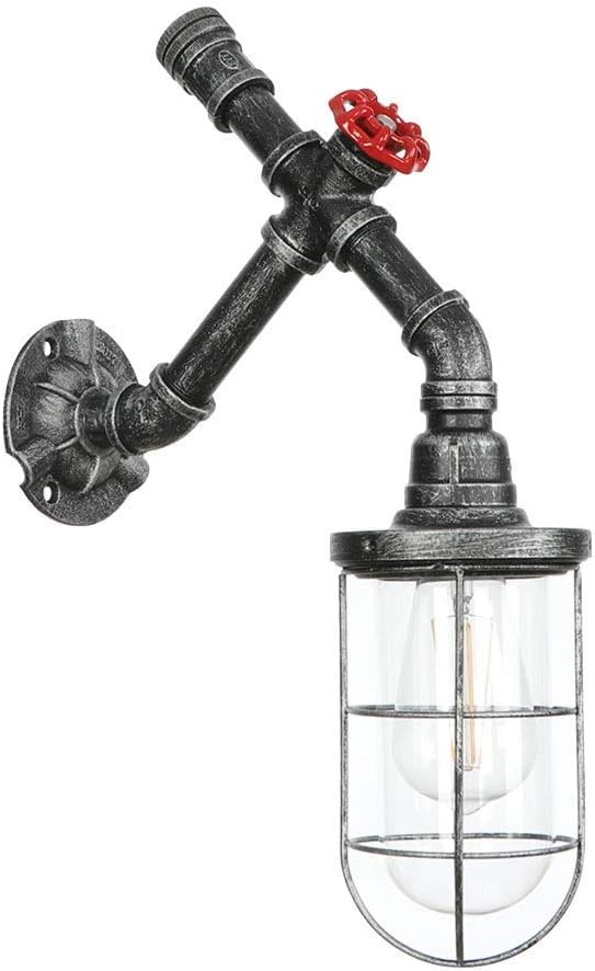 Retro Steampunk Water Pipe Light Diy Industrial Wall Lights Vintage Wall Sconce E27 With Power Switch Button For Kitchen Restaurant Loft Coffee Bar Energy Class A Color Silver Amazon Co Uk Lighting