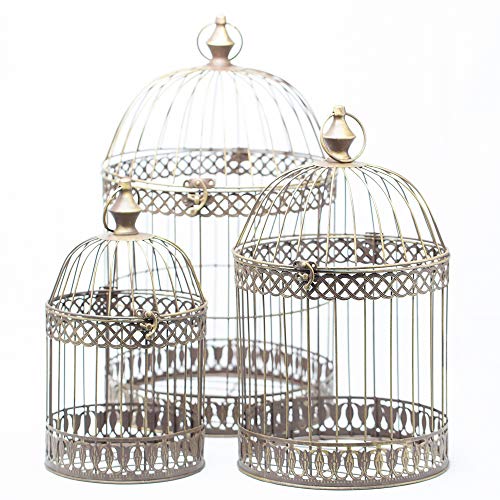 Richland Sudie Bird Cage – Dusted Brass Set of 3