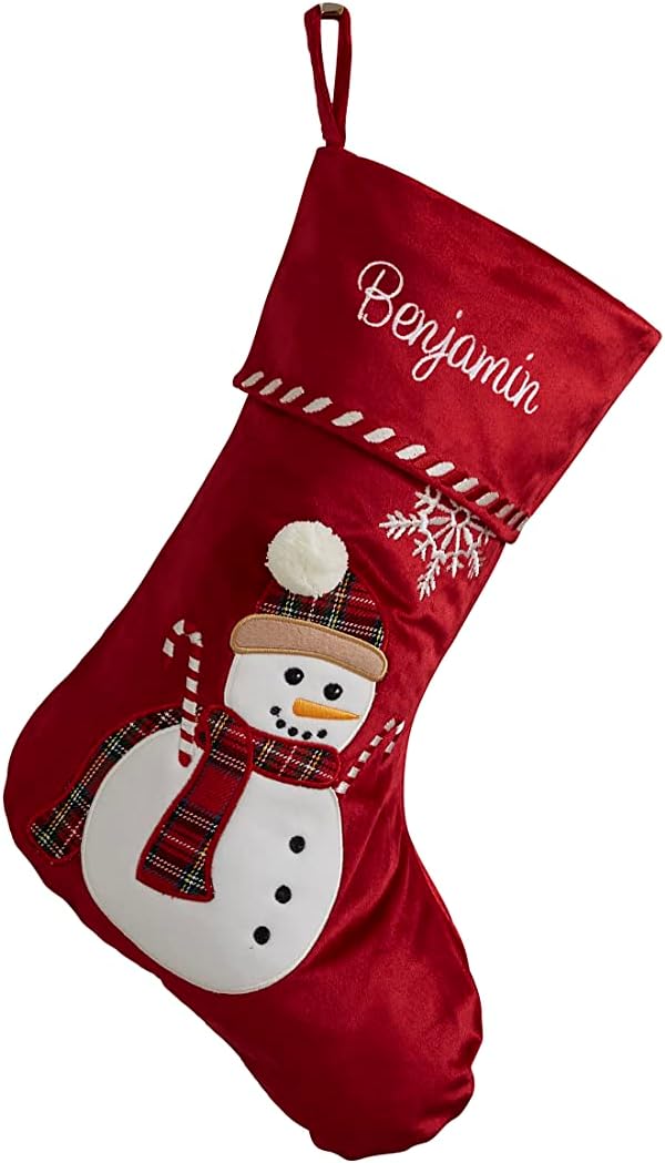 Stockings & Holders - Personalization Universe Candy Cane Character Christmas Stocking, Custom Embroidered Name, Durable Polyester-Cotton Blend, Ideal Holiday Decor, 18