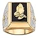 Seta Jewelry Men's Emerald-Cut Genuine Black Onyx 14k Gold-Plated Praying Hands Two-Tone Ring