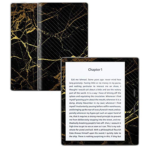 MightySkins Carbon Fiber Skin for Amazon Kindle Oasis 7" (9th Gen) - Black Gold…