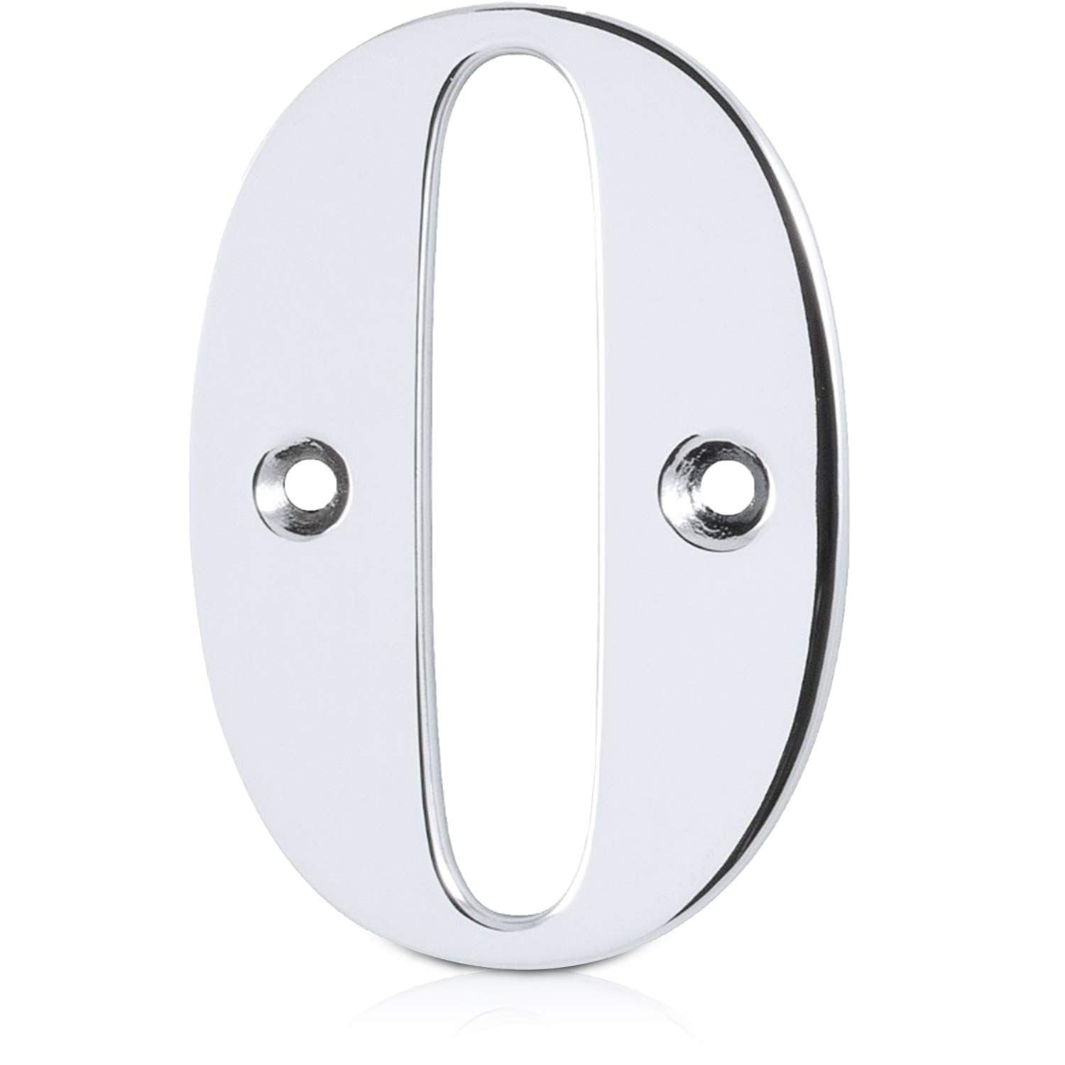 XFORT Polished Chrome Front Door Number 0, House Number Suitable for All Door Types including Wooden, uPVC, and Composite.