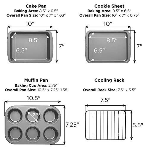 Ecolution Toaster Oven Bakeware 4Piece Set Nonstick Heavy Duty Carbon Steel, 4-Piece, Gray