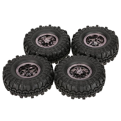Goolsky 4Pcs AUSTAR AX-4020C 1.9 Inch 110mm 1/10 Rock Crawler Tires with Beadlock Wheel Rim for D90 SCX10 AXIAL RC4WD TF2 RC Car