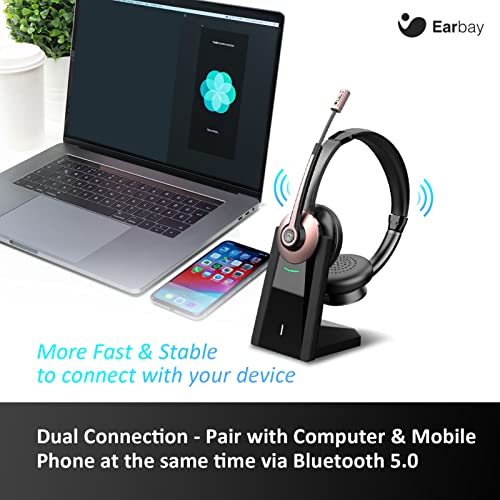 Bluetooth Headset, Wireless Headset with Microphone Noise Cancelling