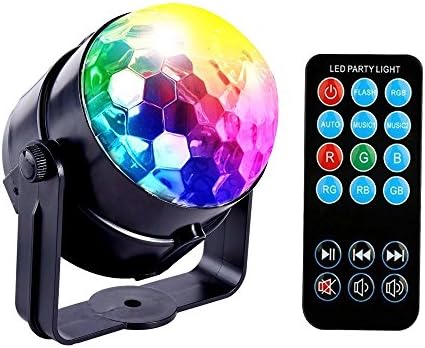 JUDYelc Karaoke Machine Party Lights Disco Ball Lights DJ Stage Lamp 6 Colors Sound Activated Strobe Portable Remote Control Magic Ball for Festival Bar Club Party Outdoor and More