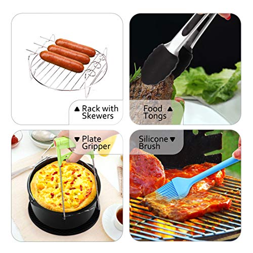 Air Fryer Accessories, Deep Fryer Accessories Fit all 3.2QT-6QT Air Fryer, Set of 7 Pcs Including Cake Barrel, Multipurpose Grille Rack, Silicone Mat, Paper Liners, Silicone Brush …