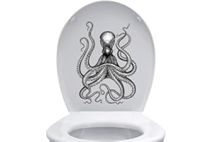 wongdong Kraken Octopus Tentacles Wall Decals for Bathroom Toilet Lid Seat Art Decor Wall Stickers Black