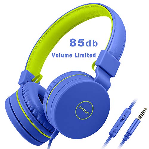Kids Headphones for Toddlers Boys,85dB Volume Limiting Hearing Protection with Mic,Foldable Lightweight On Ear Headphones for Child Children,Boy Headphones Earphones Headset for Kids-Blue