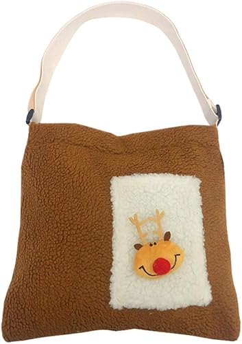 Amazon Co Jp Valiclud 10代の女の子のためのぬいぐるみトートバッグ クロスボディブックバッグ エルクペンダント付きパーティーメッセンジャーバッグ クリスマスハンドバッグ ジュエリー