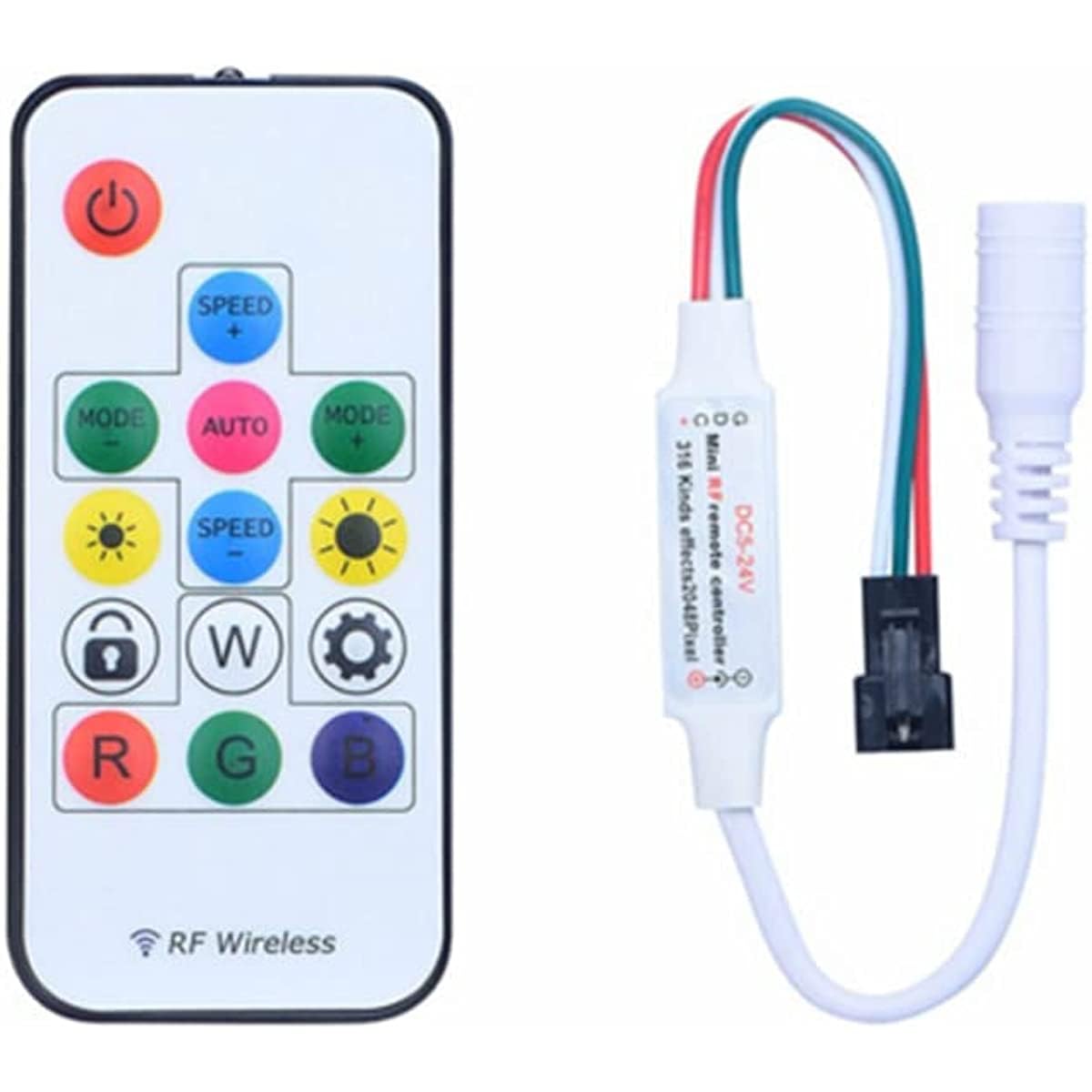 14keys Mini LED Controller DC5-24V Wireless RGB Remote Controller with Receiver for 3528 5050 2835 SMD LED Strip Lights (14key RGB LED Controller)