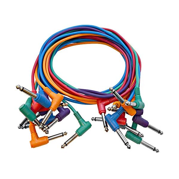 SEISMIC AUDIO - SARAPC3-10 Pack 3' TS 1/4" Right Angle Patch Cables