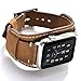Leotop Compatible with Apple Watch Band 42mm(Series 10) 41mm 40mm 38mm Genuine Leather Compatible iwatch Bracelet Wrist Strap Compatible Apple Watch Series 10/9/8/7/6/5/4/3/2/1 SE SE 2 (Cuff Brown)