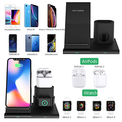 Wireless Charging Station,3 in 1 Fast Charger Phone Stand for iPhone X/XS/XR/XS Max/ 8 Plus,iWatch C - //coolthings.us