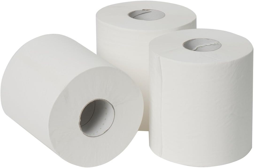 DJGroup Midicel Paper Hand Towels White Cellulose Tissue 1-ply with Spiral Sleeve Box of 6 Rolls 21 cm x 300 m 789 Sheets per Roll