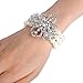 EleQueen Women's Silver-Tone Simulated Pearl Crystal Victorian Style Flower Bridal Necklace Earrings Bracelet Set Ivory Color