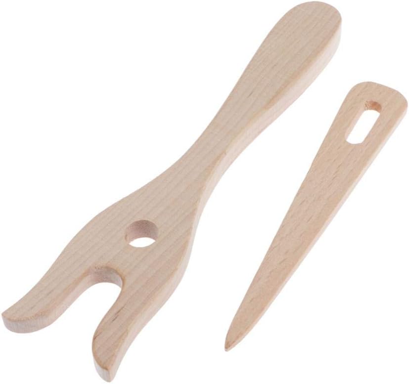 Miulika 1 Set Handheld Wooden Knitting Fork Lucet Tool Weaving Braiding Cordmaking