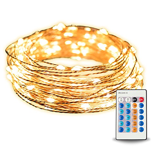 DiffusionX Indoor/Outdoor String Lights | Dimmable LED String Lights for Bedroom, Dorm Patio, Christmas Decor | 33 ft Copper Wire w/ 100 Soft White LEDs, Cable Clips, Power Adapter &amp; Remote Control