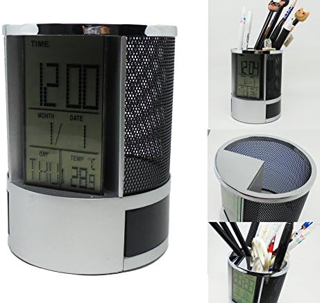 Multi Fuction Decorative Pen Holder Educational, Pencil and Pen Holders, Countdown Timer, Alarm Clock, Time Display, Temperature Display C/F