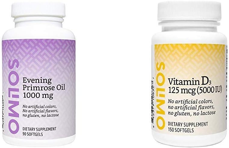  Brand - Solimo Evening Primrose Oil 1000 mg, 90 Softgels, One Month Supply: Health & Personal Care