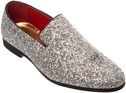 Shoes Picker Mens Slip-on Silver Sparkling-Glitter Fashion-Formal Oxford Dress Shoes Size 13 EUR 48