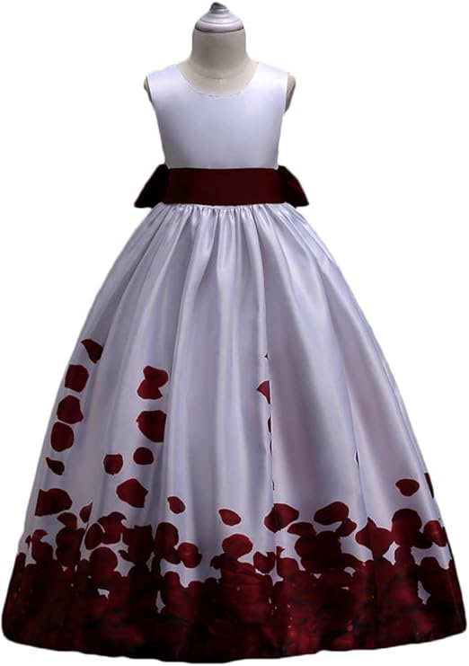 Baixia Flower Girls Pageant Ball Gowns Kids Satin Embroidered Wedding