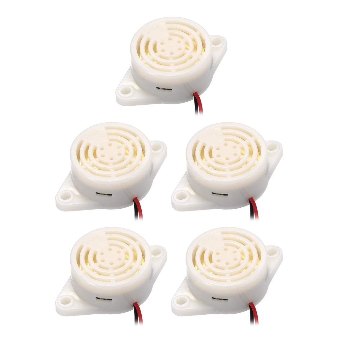 sourcing map 5 Pcs DC 3-24V Active Electronic Buzzer Piezo Alarm Sounder Continuous 90dB Beep Speaker
