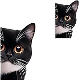 Peeping Cat Car Decal, Black and White Vinyl Sticker, 2 Pack, Waterproof Design for Cars, Trucks, SUVs, Windows, Laptops E020