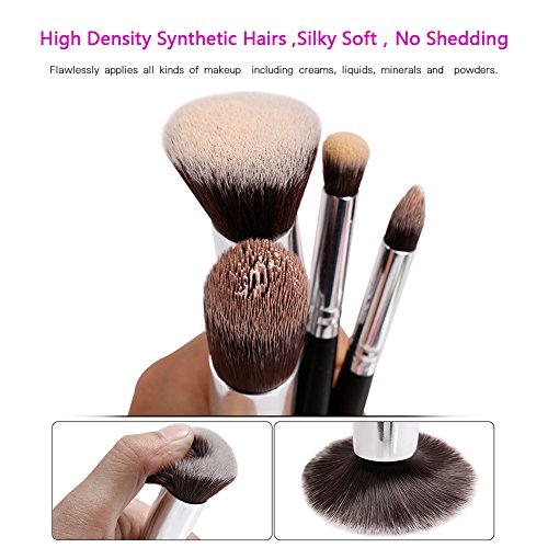 Docolor 10 Pieces Synthetic Wooden Handle Kabuki Makeup Brush Set with