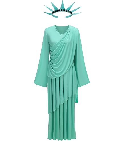 Amazon.com: Adult Statue of Liberty Costume | Womens Lady Liberty Freedom Independence Day Parade Green Outfit