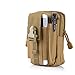Tactical Waist Pouch EDC Molle Waist Bag Belt Phone Wallet Pouch Holster Purse Outdoor Carrying Pouch Universal for Smartphone Tools with Aluminum Alloy Carabiner (Khaki)
