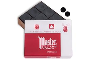 MASTER CHALK Master Billiard Pool Cue Chalk Premium Quality - 1 Dozen - Made in The USA + 2 pcs of Quality Billiard Pool Table Spots by Tweeten Fibre Co.
