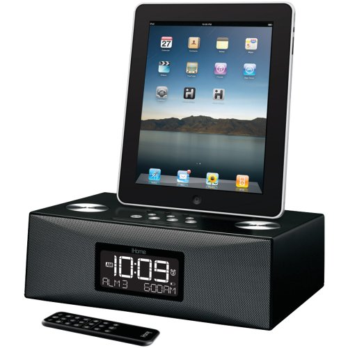 iHome iD84BZ 30 pin App-Enhanced Dual Alarm Clock Radio for iPad/iPhone/iPod with AM/FM Presets (Black)
