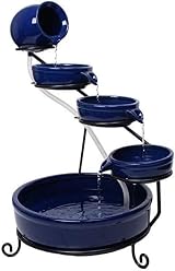 Primrose 55cm Solar Powered Blue Ceramic Outdoor Jug Water Feature view 9