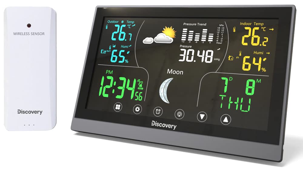 Discovery Report WA20 Multifunctional Weather Station with Remote Sensor – Thermometer, Hygrometer, Barometer, Clock, Calendar
