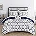 Chic Home Navy Reversible Bed in a Bag Comforter Set, King Size (4 Piece), Marcia - Microfiber Bedding Color Block Pintuck Pinch Pleat and Geometric Print - Comforter, Shams, Decorative Pillow