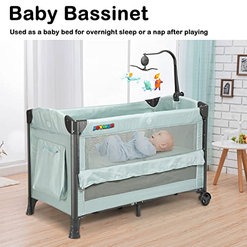 JOYMOR 3 in 1 Baby Bedside Sleeper, Bed Side with Mattress, Convert to