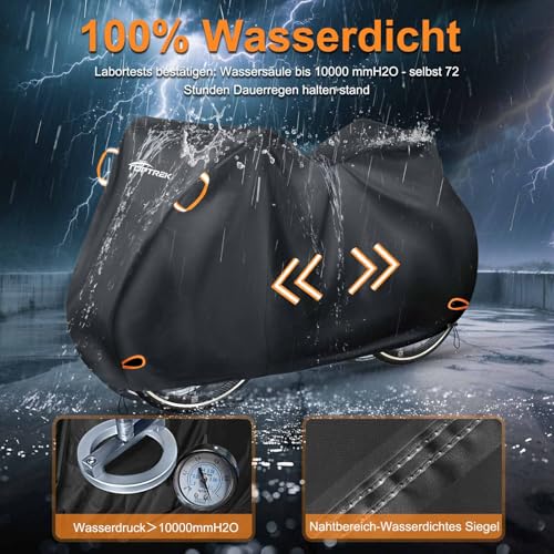 toptrek Fahrradschutzhülle Heckträger für Anhängerkupplung 2 Fahrräder | Fahrradabdeckung Fahrradträger mit 6m Sicherheitsseil | 600D Oxford-Gewebe Transportschutz Fahrradgarage Fahrradträger E-bike