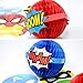 WEEPA Superhero Decorations Superhero Honeycomb Centerpieces Superhero Hanging Paper Honeycomb Ball Decorations Party, 4 Pack