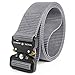 FAIRWIN Tactical Belt, Military Style Webbing Riggers Web Belt with Heavy-Duty Quick-Release Metal Buckle(Grey, M)