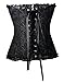 YAQKUOA Womens Corset Plus Size Sexy Lingerie Floral Lace Up Overbust Bustier Top black