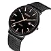 Watch,Men’s Fashion Stainless Classic Black Casual Watch With Milanese Mesh Band , Waterproof Casual Analog Quartz Dress Wrist Watch