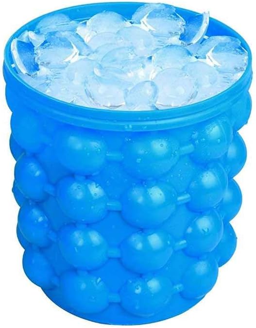 Large Silicone Ice Bucket & Ice Mold with lid,Space Saving