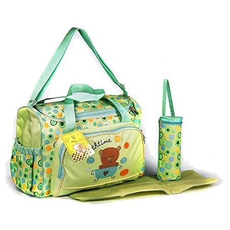 XXL 3 tlg Baby Farbe Wickeltasche Pflegetasche Windeltasche Babytasche Reise Farbauswahl (grün)