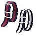 2pc 20mm Nato Ss Nylon Striped Navy blue / White, Navy blue /red Replacement Watch Strap Band