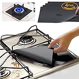 FORHOMER sbc01 Gas Range Protectors, Kitchen Accessories Gas Stove Burner Liners Fda Approved, Reusable, Non-Stick Stove Top Burner Protectors, Set of 4, Black