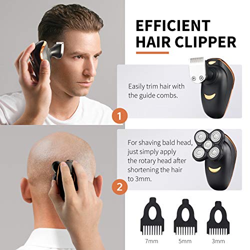 Electric Razor for Men, SoupStall 5 in 1 Electric Shavers for Men, USB Rechargeable Wireless Mens Grooming Kit with LED Display Beard Trimmer Clippers Nose Trimmer Facial Brush