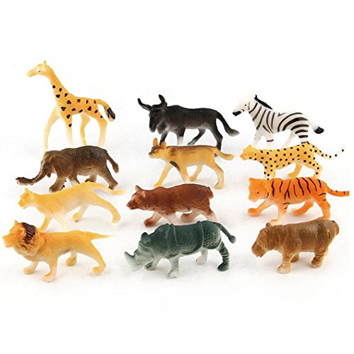 Yeefant 12 Pcs Educational Simulated Assorted Plastic Wild Animals Jungle Zoo Figure Blocks Playset Children Toy Gifts For Kids