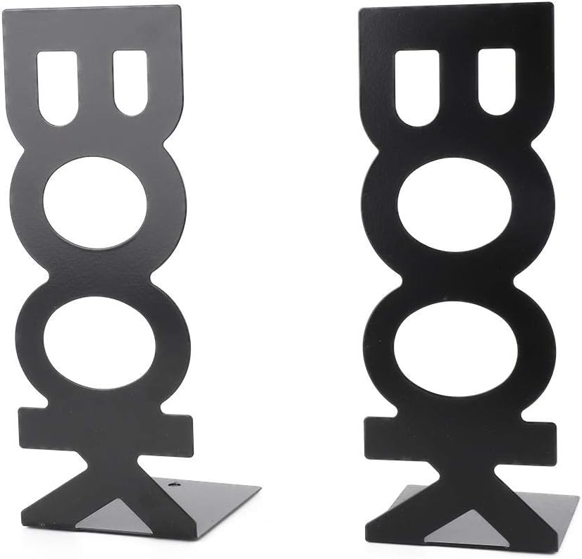 Fydun 2PCS Book Ends Characters Shape Book Stand Book Shelf Holder Metal Book Stopper for Books/Movies/CDs School Home Decor(208mm)