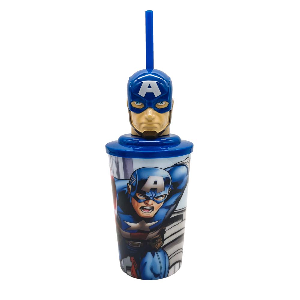 Sip n' Sound Marvel Captain America Recyclable Straw with 400 ml Cup